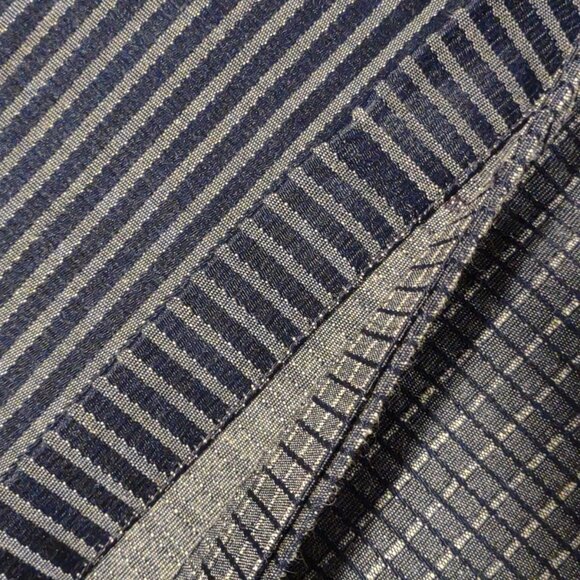 VTG Vogue Sample Denim Duvet Cover RARE Heavy Striped Check 2 Sided 86" x 86" - Picture 10 of 14